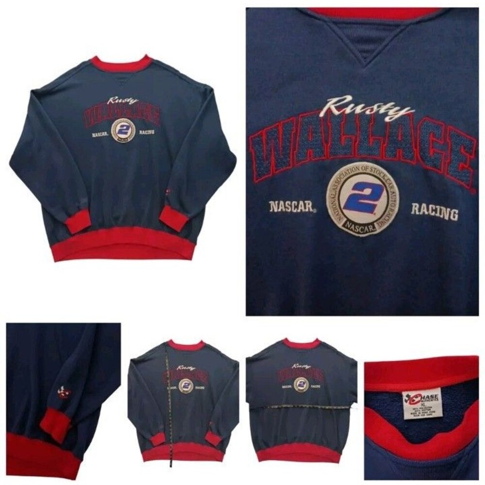 Vintage Chase Authentics NASCAR Rusty Wallace #2 Crewneck Sweatshirt Sz XL